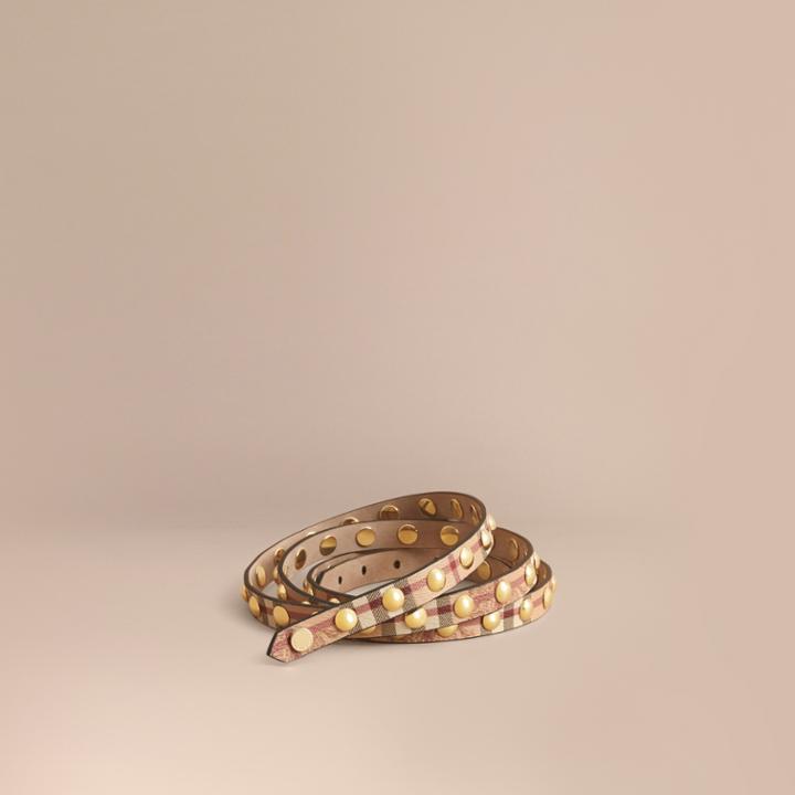 Burberry Burberry Studded Haymarket Check Double-wrap Belt, Size: 75, Beige