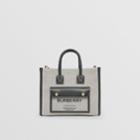 Burberry Burberry Mini Two-tone Canvas And Leather Freya Tote
