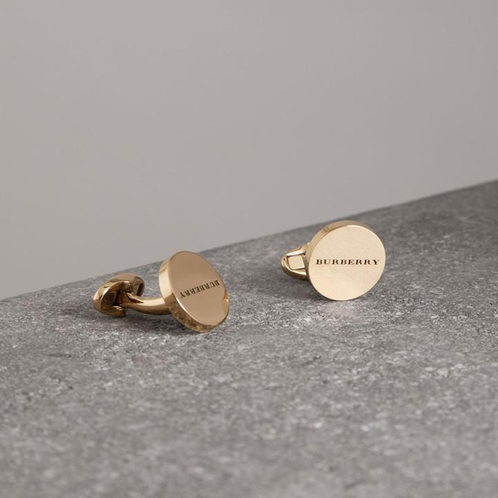 Burberry Burberry Engraved Bronze Oval Cufflinks, Yellow