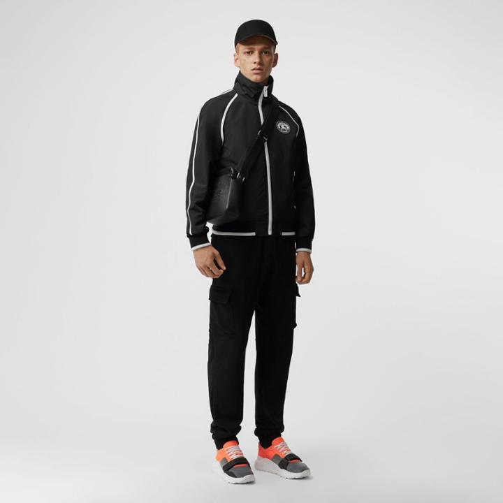 Burberry Burberry Crest Detail Funnel-neck Track Top, Size: 34, Black