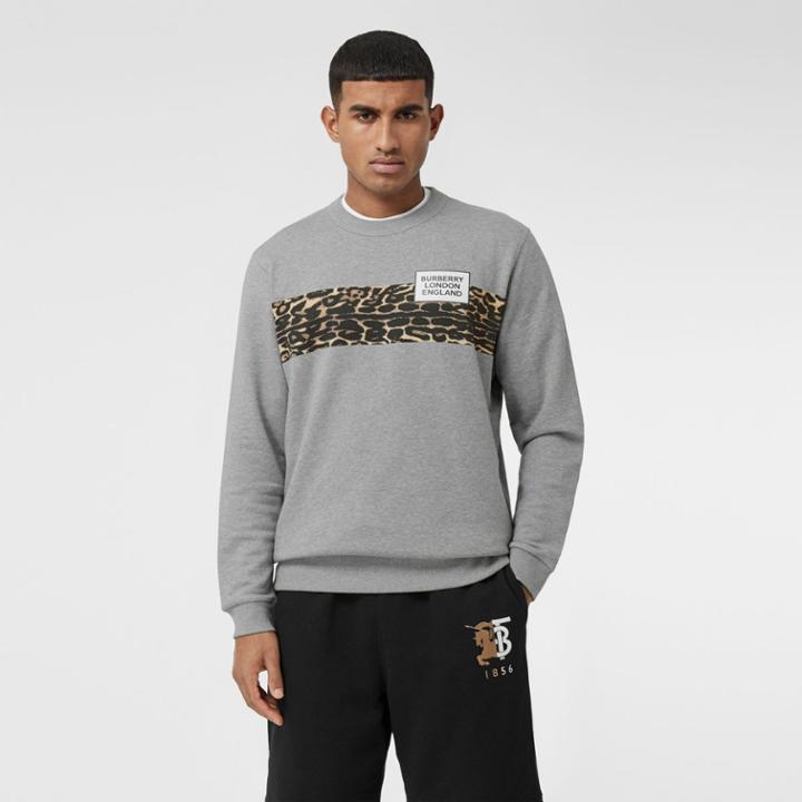 Burberry Burberry Montage Print Cotton Sweatshirt, Grey
