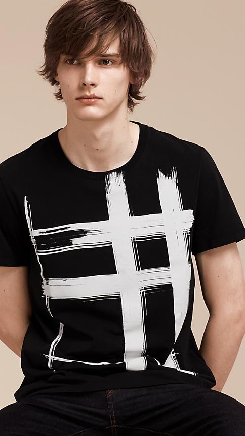 Burberry Brushstroke Check Print Cotton T-shirt