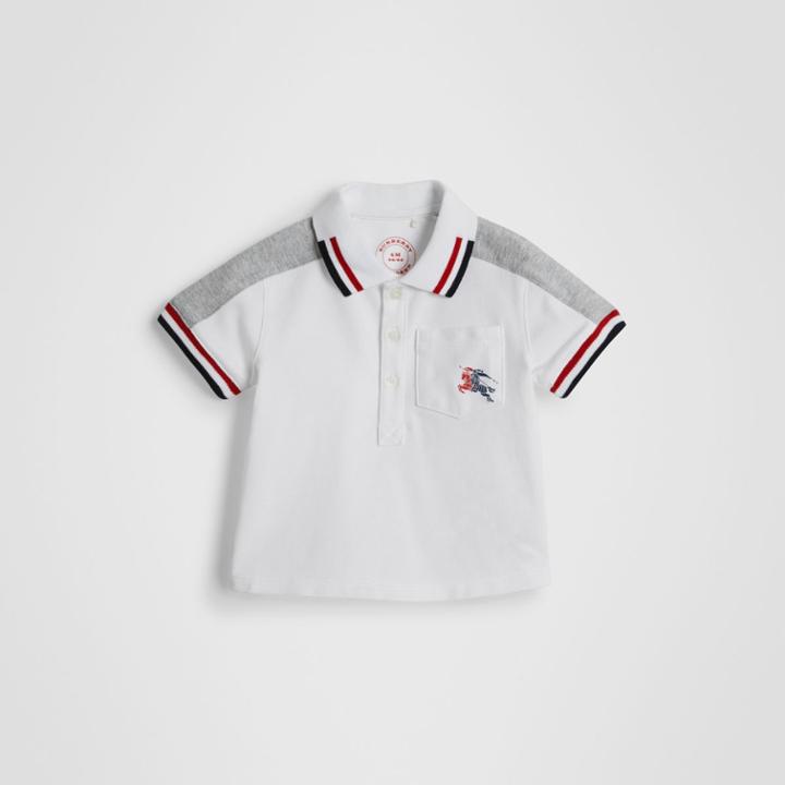 Burberry Burberry Childrens Stripe Detail Cotton Piqu Polo Shirt, Size: 12m, White