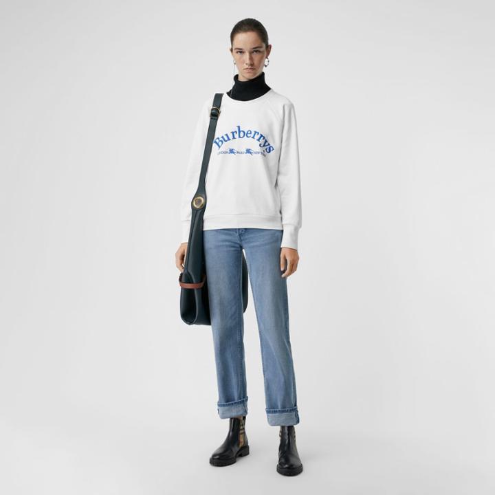 Burberry Burberry Embroidered Archive Logo Jersey Sweatshirt, Size: Xxs