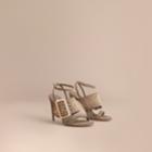 Burberry Burberry Riveted Suede Sandals With Buckle Detail, Size: 38, Grey