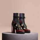 Burberry Burberry Leather And Snakeskin Cut-out Platform Boots, Size: 37.5, Pink