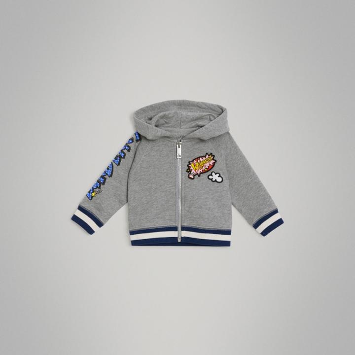 Burberry Burberry Patch Detail Cotton Hooded Top, Size: 18m, Grey