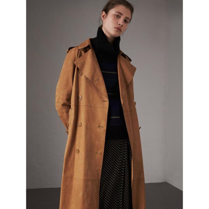 Burberry Burberry Nubuck Trench Coat, Size: 06