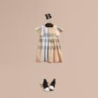 Burberry Burberry Ruffle Detail Check Cotton Dress, Size: 6y, Beige