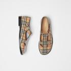 Burberry Burberry Vintage Check Leather T-bar Shoes, Size: 35.5, Beige