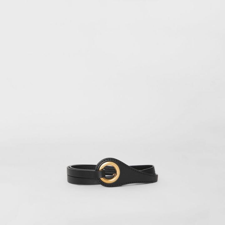 Burberry Burberry Grommet Detail Lambskin Belt, Size: S/m, Black
