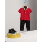 Burberry Burberry Check Collar Cotton Polo Shirt, Size: 6m, Red