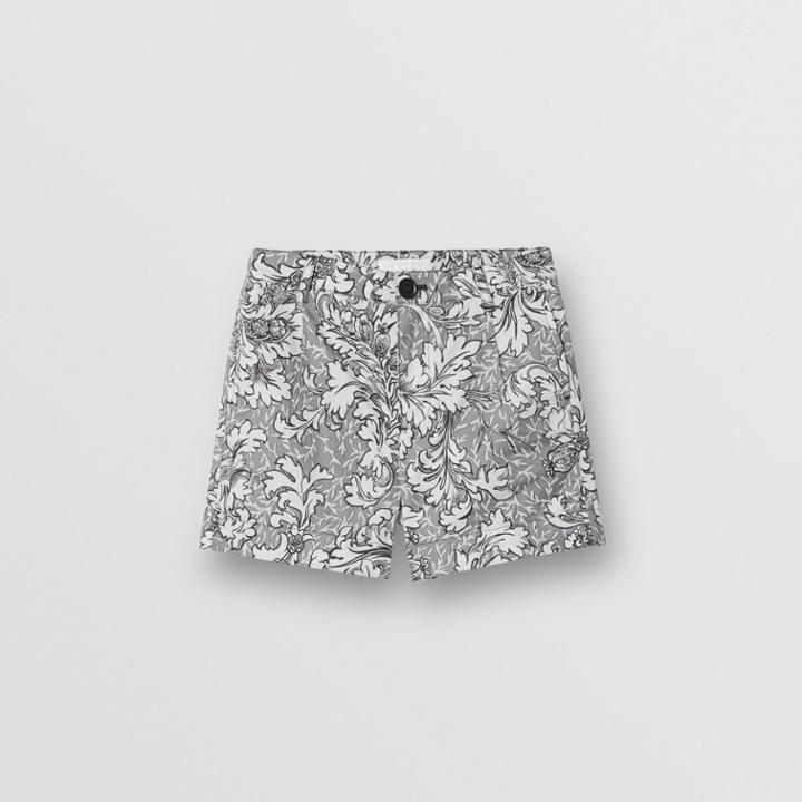 Burberry Burberry Childrens Floral Print Cotton Tailored Shorts, Size: 14y, Grey
