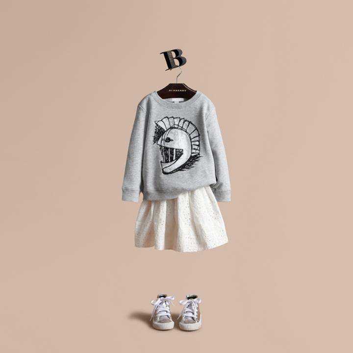 Burberry Burberry Pallas Helmet Motif Cotton Jersey Sweatshirt, Size: 14y, Grey