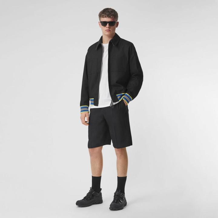 Burberry Burberry Icon Stripe Trim Harrington Jacket, Size: 40
