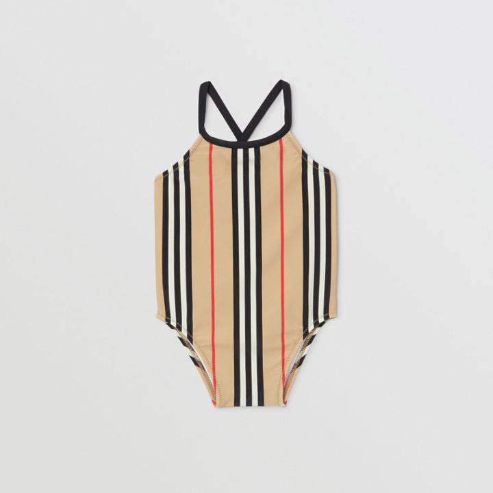 Burberry Burberry Childrens Icon Stripe Swimsuit, Size: 2y, Beige