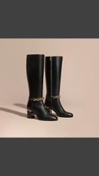 Burberry Chain Detail Leather Boots