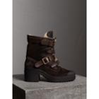 Burberry Burberry Buckle Detail Suede And Shearling Boots, Size: 39, Brown