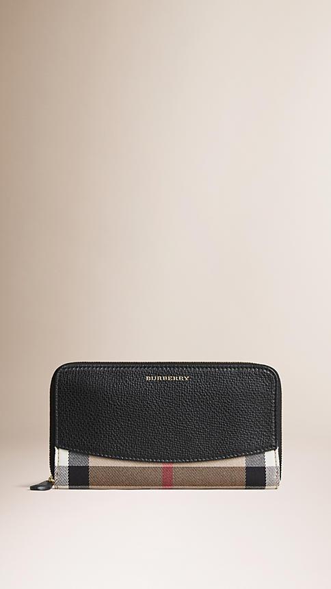 Burberry House Check And Sartorial Leather Wallet