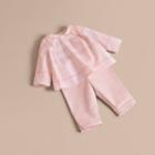 Burberry Burberry Peter Pan Collar Pintuck Detail Check Cotton Top, Size: 3m, Pink
