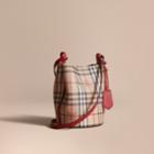 Burberry Burberry Leather And Haymarket Check Crossbody Bucket Bag, Red