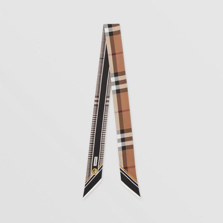 Burberry Burberry Check Print Silk Skinny Scarf, Black