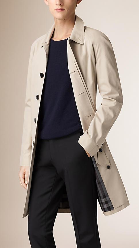 Burberry Long Cotton Gabardine Car Coat