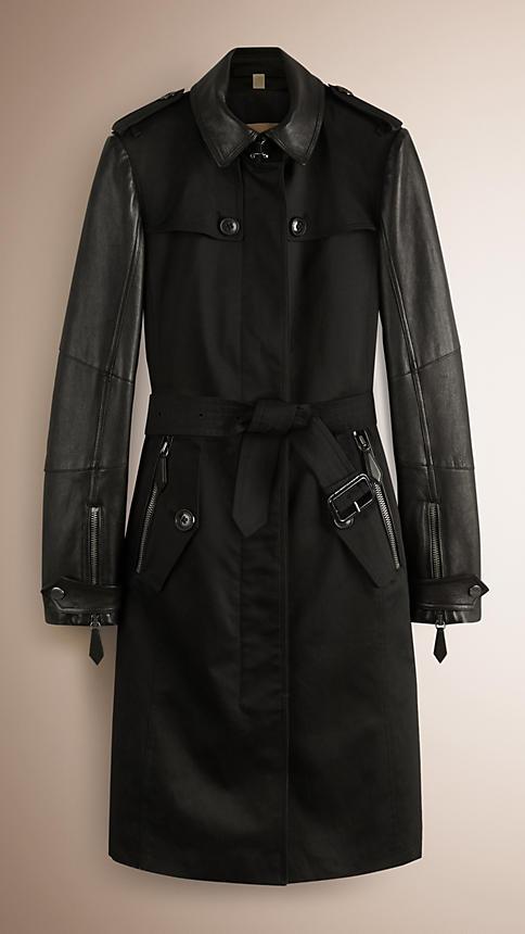 Burberry Lambskin-sleeved Cotton Trench Coat