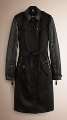 Burberry Lambskin-sleeved Cotton Trench Coat