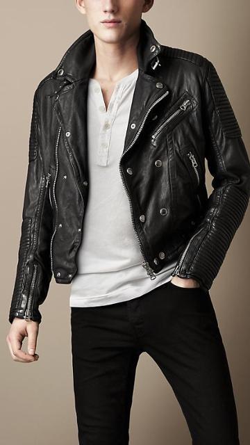Burberry Quilted Panel Biker Jacket