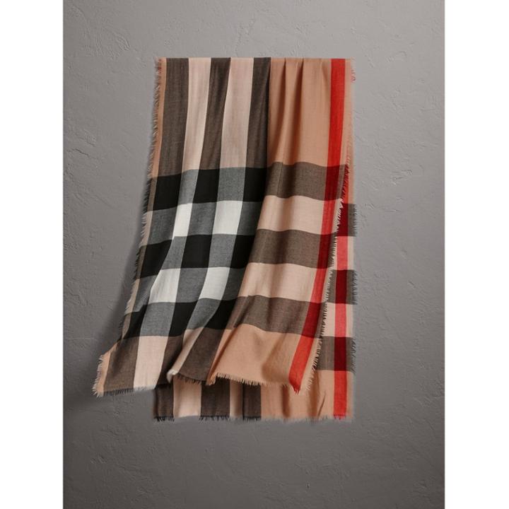 Burberry Burberry Lightweight Check Cashmere Scarf, Brown