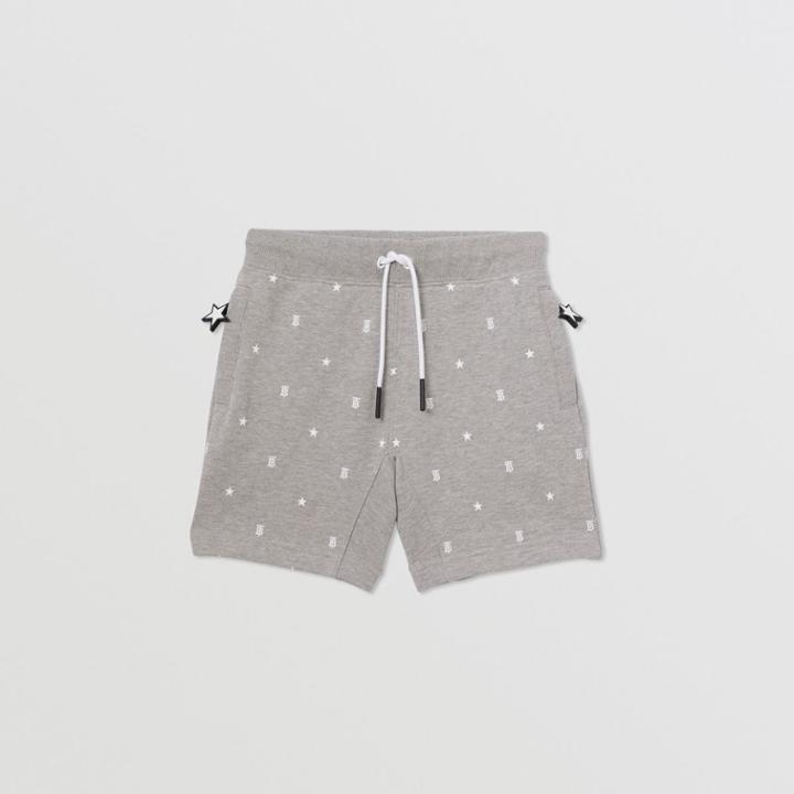 Burberry Burberry Childrens Star And Monogram Print Cotton Drawcord Shorts, Size: 3y, Grey