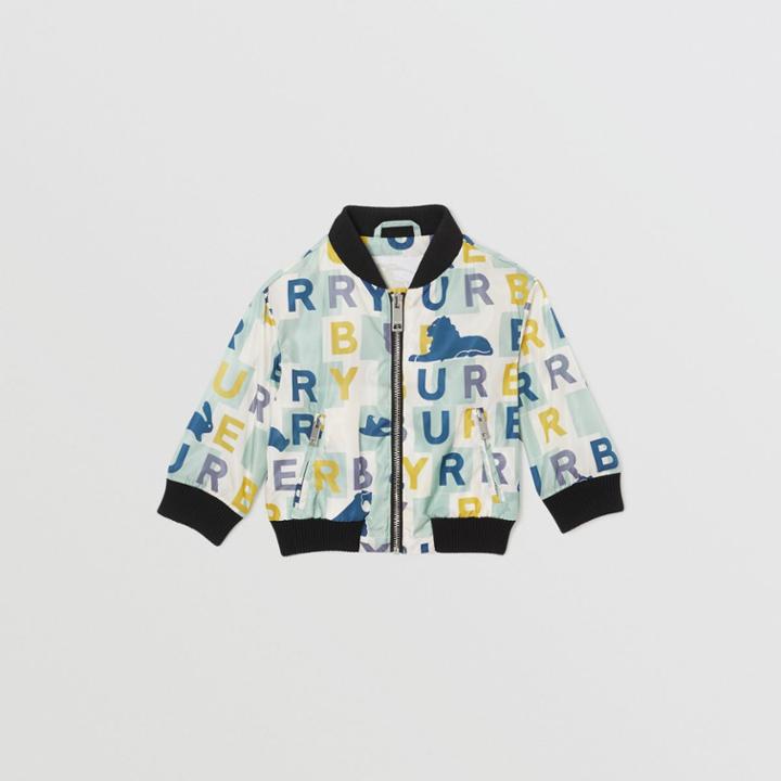 Burberry Burberry Childrens Logo Print Nylon Bomber Jacket, Size: 2y, Green