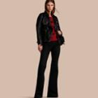 Burberry Burberry Lived-in Lambskin Biker Jacket With Detachable Warmer, Size: 04, Black