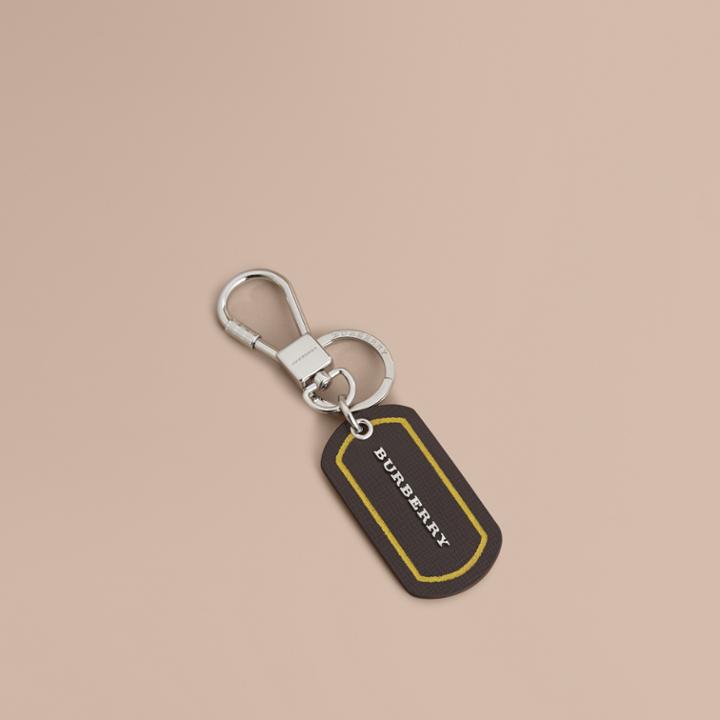 Burberry Burberry Border Detail London Leather Key Charm, Brown