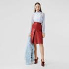 Burberry Burberry Box-pleat Detail Leather A-line Skirt, Size: 02, Red
