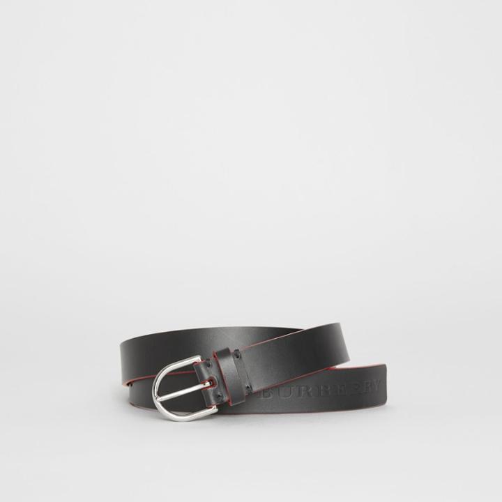Burberry Burberry Contrast Edge Leather D-ring Belt, Size: 100, Black