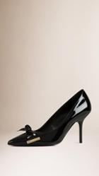 Burberry Bow Detail Patent Leather Pumps