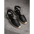 Burberry Burberry Embossed Grainy Leather Espadrille Sandals, Size: 37