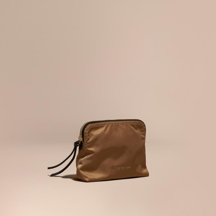 Burberry Burberry Zip-top Technical Nylon Pouch, Beige