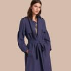 Burberry Burberry Oversize Silk Trench Coat With Puff Sleeves, Size: 04, Blue