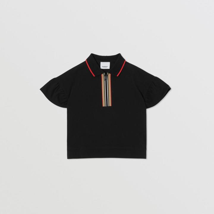Burberry Burberry Childrens Icon Stripe Detail Cotton Zip-front Polo Shirt, Size: 12y