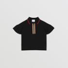 Burberry Burberry Childrens Icon Stripe Detail Cotton Zip-front Polo Shirt, Size: 12y