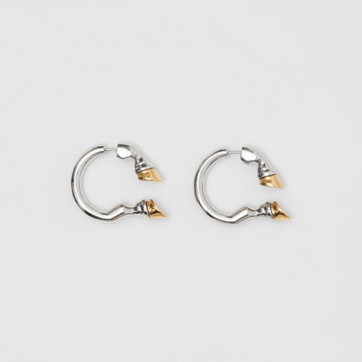 Burberry Burberry Palladium And Gold-plated Hoof Open-hoop Earrings, Grey
