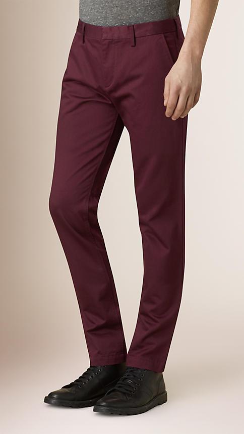 Burberry Slim Fit Cotton Sateen Tailored Chinos