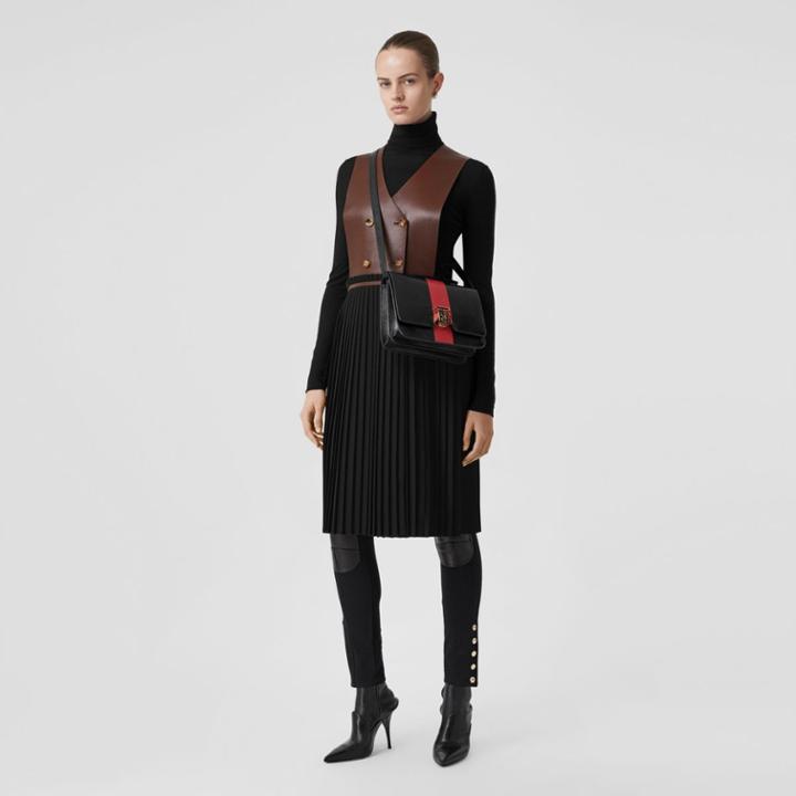 Burberry Burberry Plonge Lambskin And Wool Blend Pinafore Dress, Size: 0, Brown