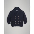 Burberry Burberry Cotton Knit Pea Coat Cardigan, Size: 10y, Blue