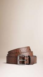 Burberry Burberry Signature Grain Leather Belt, Size: 80, Brown