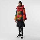 Burberry Burberry Tie-dye Vintage Check Down-filled Puffer Coat, Size: 02, Red