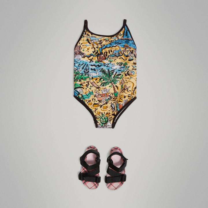 Burberry Burberry Seaside Print One-piece Swimsuit, Size: 6y